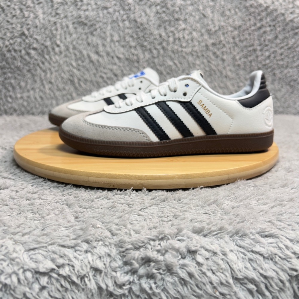 Adidas Samba Vegan Men's Size 5 White Black Gum Sole FW2427 Unisex Women's 6.5 - Picture 1 of 11